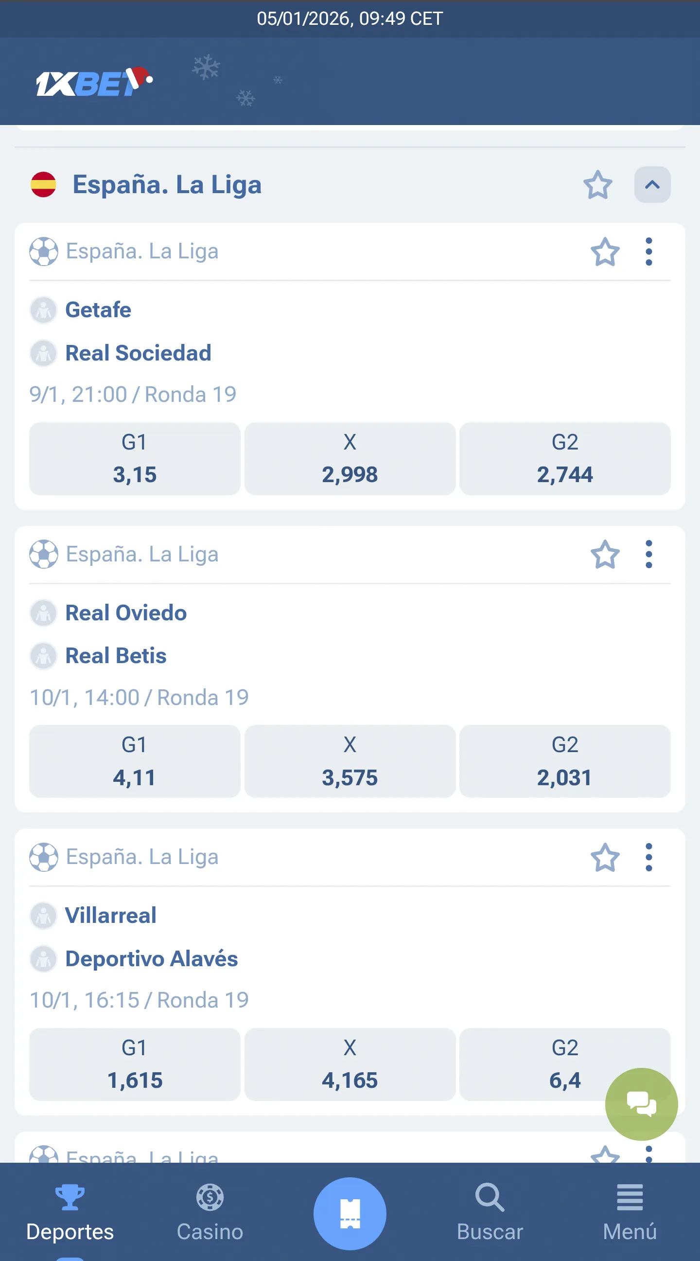 App móvil 1xbet